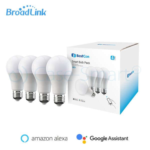 Pachet 4 becuri inteligente Wi-Fi BroadLink FastCon dimabil, E27, 6.5W, Compatibil Amazon Alexa, Google Home, Control de pe telefonul mobil – Resigilat