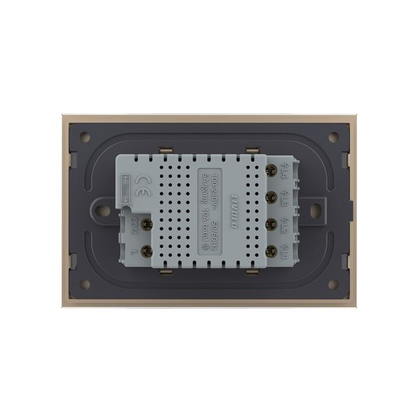 Intrerupator cvadruplu cap scara / cap cruce wireless cu touch Livolo cu rama din sticla, standard Italian – Serie noua