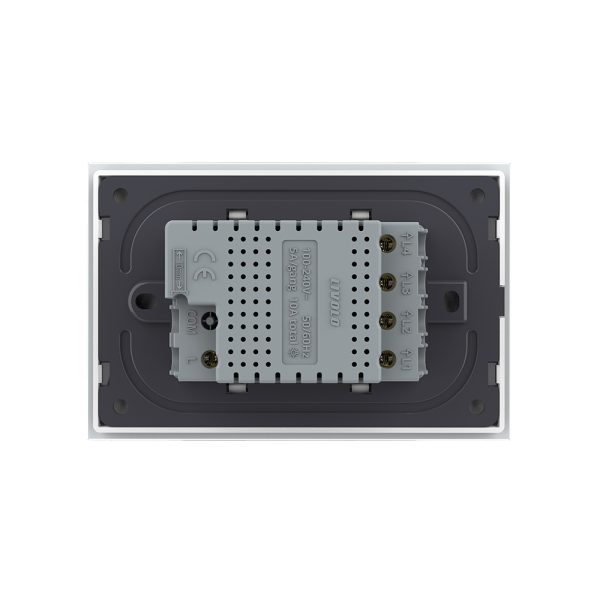 Intrerupator cvadruplu wireless cu touch Livolo cu rama din sticla, standard Italian – Serie noua