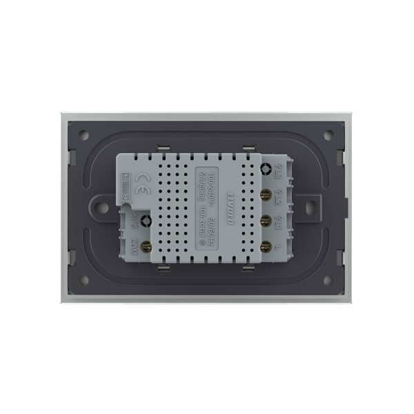 Intrerupator dublu cap scara / cap cruce wireless cu touch Livolo cu rama din sticla, standard Italian – Serie noua