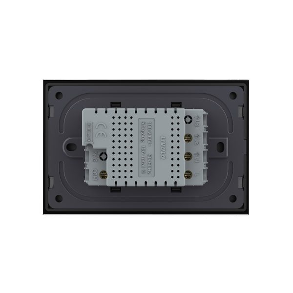 Intrerupator dublu cap scara / cap cruce cu touch Livolo cu rama din sticla, standard Italian – Serie noua