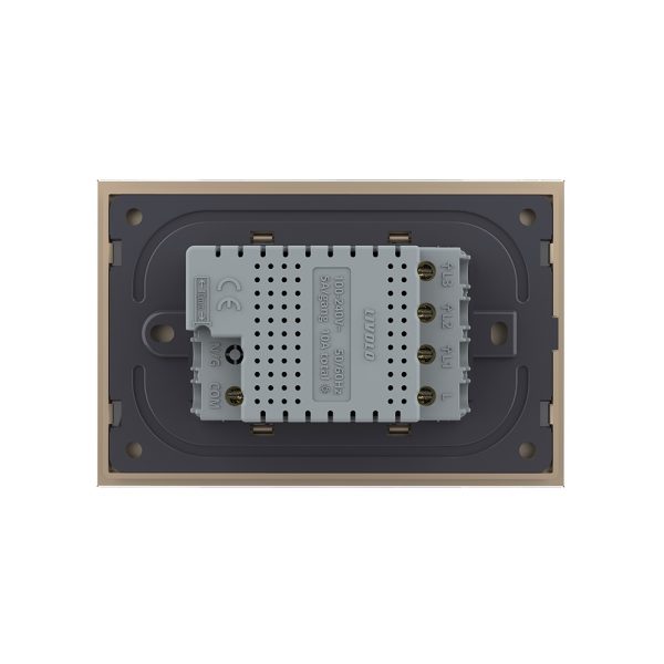 Intrerupator triplu cap scara / cap cruce cu touch Livolo cu rama din sticla, standard Italian, protocol ZigBee – Serie noua