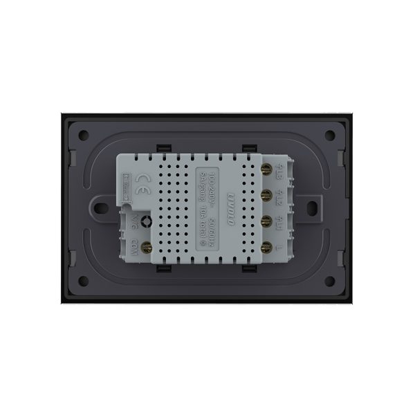 Intrerupator triplu cap scara / cap cruce cu touch Livolo cu rama din sticla, standard Italian, protocol ZigBee – Serie noua
