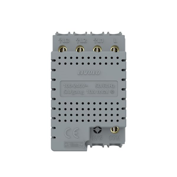 Modul intrerupator triplu cap scara / cap cruce wireless cu touch Livolo standard Italian, Serie noua