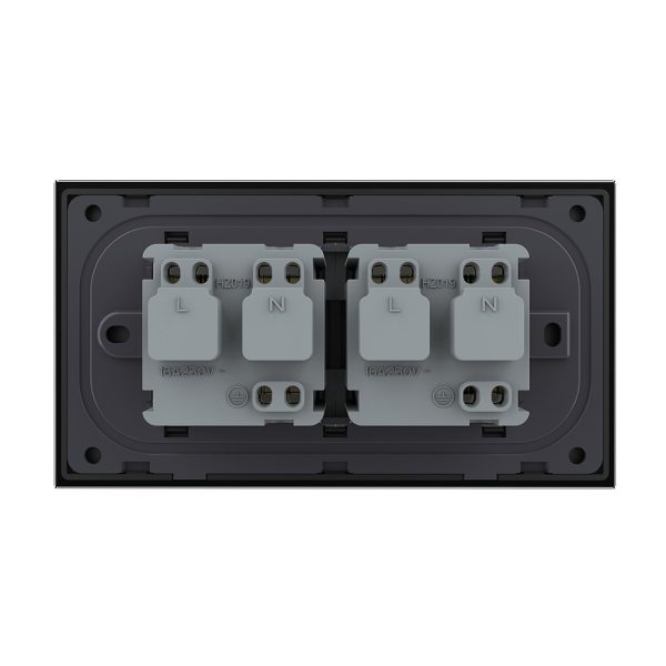 Priza dubla Livolo cu rama din sticla 4M, standard Italian, Serie noua