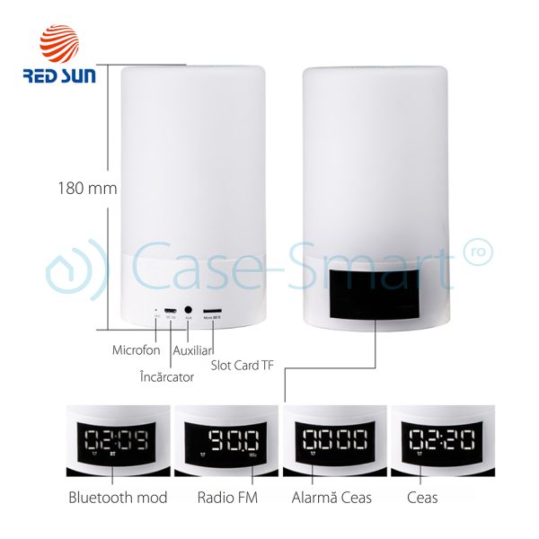 Boxa Red Sun M6 cu ceas, alarma si Bluetooth