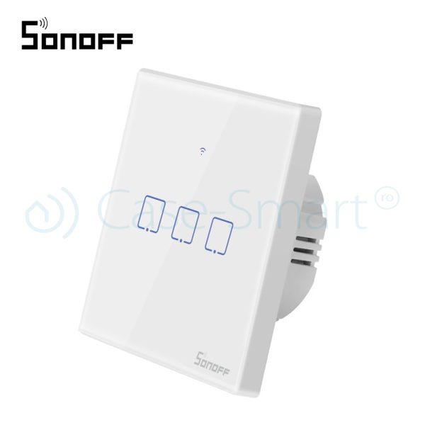 Intrerupator triplu cu touch Sonoff T1EU3C, Wi-Fi + RF, Control de pe telefonul mobil