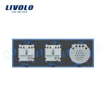 Intrerupator LIVOLO simplu cap scara / cap cruce cu touch si 2 prize din sticla
