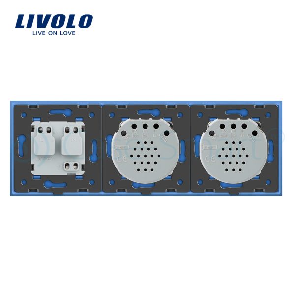 Intrerupator LIVOLO simplu+simplu cu touch si priza din sticla