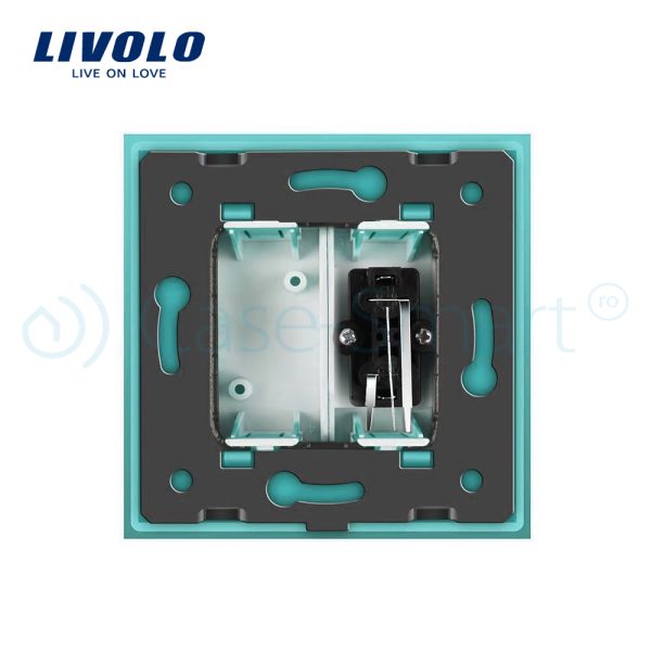 Priza simpla audio Livolo cu rama din sticla