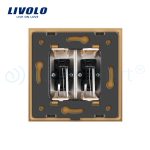 Priza dubla audio Livolo cu rama din sticla