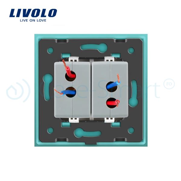 Priza dubla USB Livolo cu rama din sticla