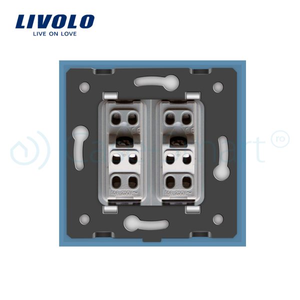 Priza dubla module inguste Livolo cu rama din sticla – standard german