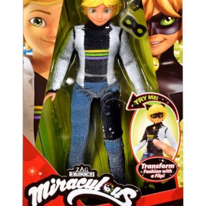 Papusa Miraculous, cu paiete reversibile, Adrien to Cat Noir