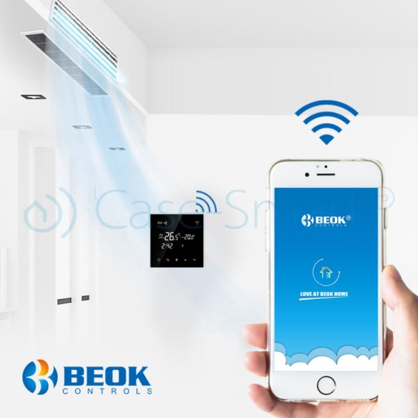 Termostat cu fir pentru aer conditionat BeOk TGT70WIFI-AC2, Control de pe telefonul mobil, Compatibil cu sisteme HVAC