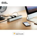 Prelungitor cu protectie la supratensiune Eve Energy Strip, 3 prize, cablu 1.9m, Wireless, Monitorizare consum de energie, Control de pe telefonul mobil