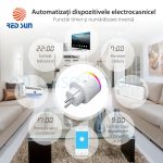Priza inteligenta RedSun Wi-Fi cu monitorizare de energie si indicator led, Control de pe telefonul mobil