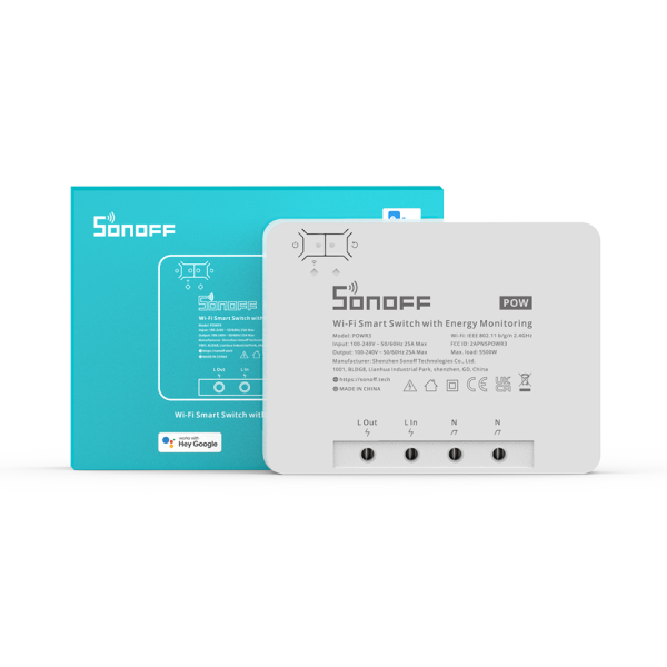 Releu Wi-Fi Sonoff Pow R3, Monitorizare consum electric, Control aplicatie & vocal