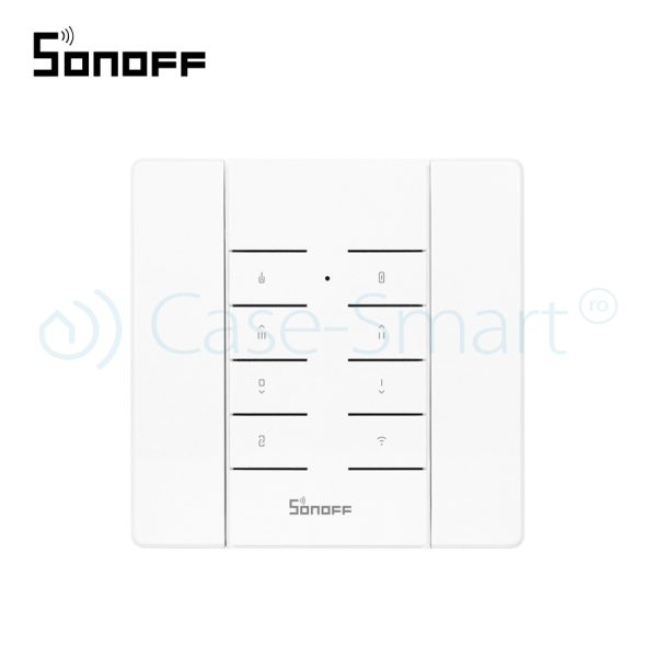 Pachet Suport perete + Telecomanda RF Sonoff RM433 cu Functie Sincronizare Wi-Fi, Reglaj intensitate lumini, Reglaj viteza ventilator