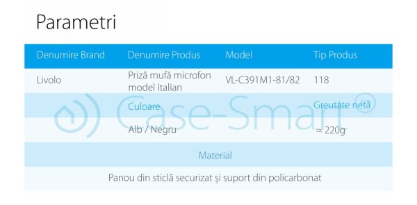 Priza cu mufa pentru microfon Livolo cu rama din sticla – standard italian