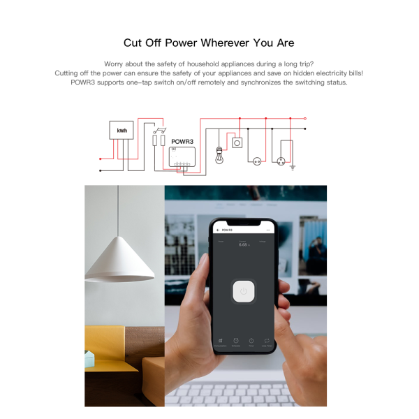 Releu Wi-Fi Sonoff Pow R3, Monitorizare consum electric, Control aplicatie & vocal