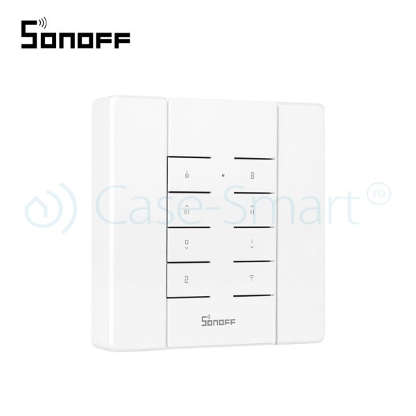 Pachet Suport perete + Telecomanda RF Sonoff RM433 cu Functie Sincronizare Wi-Fi, Reglaj intensitate lumini, Reglaj viteza ventilator