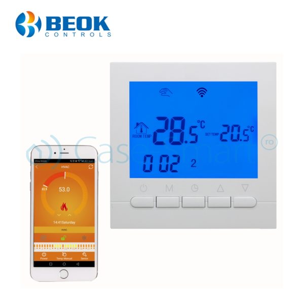Termostat WiFi pentru centrala termica pe gaz si incalzire in pardoseala BeOk BOT-313WiFi