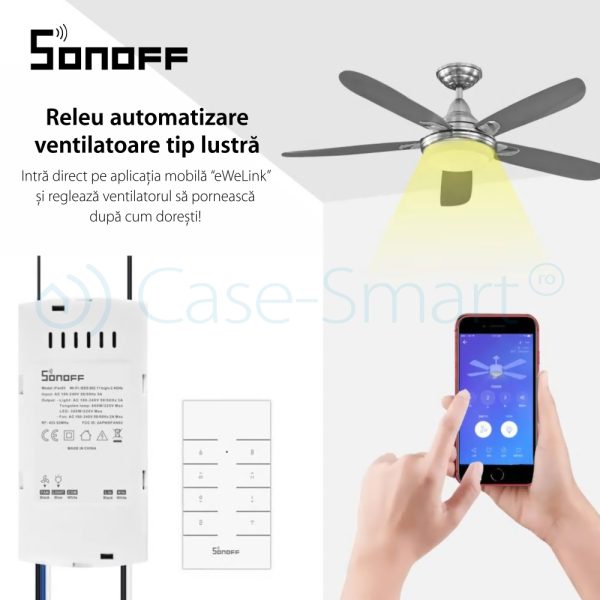Releu Automatizare Ventilatoare Sonoff iFan03 cu Functie Control de pe telefonul mobil, Control vocal