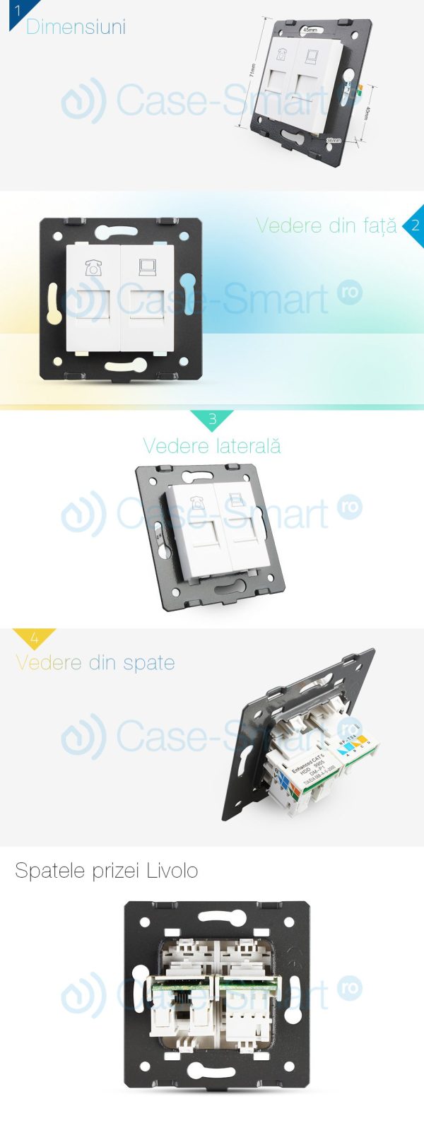 Priza dubla telefon + internet Livolo
