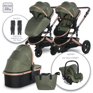 Carucior set transformabil Lorelli Boston, pana la 22 kg, Loden Green