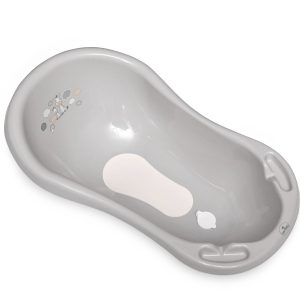 Cadita cu dop de scurgere si baza antialunecare Lorelli, Zebra, Grey, 84 cm