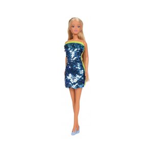 Papusa Steffi Love in rochie cu paiete, Albastru