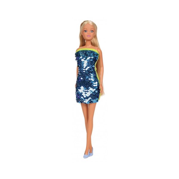 Papusa Steffi Love in rochie cu paiete, Albastru
