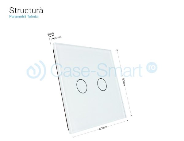 Panou intrerupator dublu cu touch Livolo din sticla