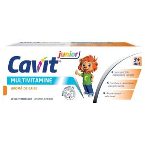 Cavit junior multivitamine cu aroma de caise, 20 tablete
