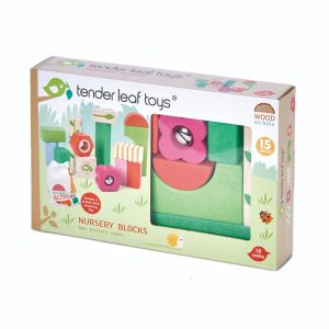 Cuburi din lemn, Tender Leaf Toys, cu ilustratii de pepiniera,15 piese