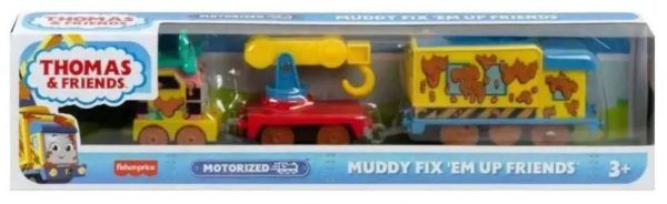 Locomotiva motorizata cu 2 vagoane, Thomas and Friends, Muddy Fix'Em Up Friends, HHN43