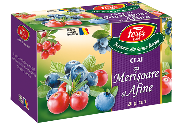 Ceai de merisoare si afine, 20 de plicuri, Fares
