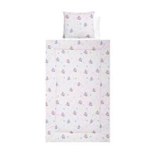 Set lenjerie pat 4 piese, Lorelli, din bumbac ranforce, Blue Aeroplane