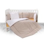 Set lenjerie de pat Loreli, cu 7 piese din bumbac ranforce, Lily, Crowns Latte