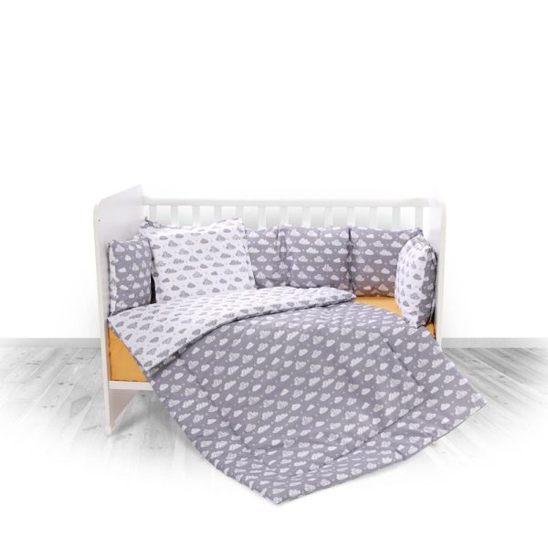 Set lenjerie pat 7 Piese Bumbac Ranforce Lorelli, Lilly Clouds Grey