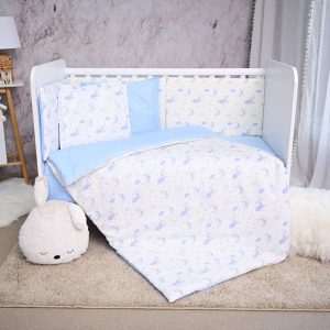 Set lenjerie pat, 60 x 120 cm, Smile Bumbac Ranforce, Lorelli, Blue Moons Stars