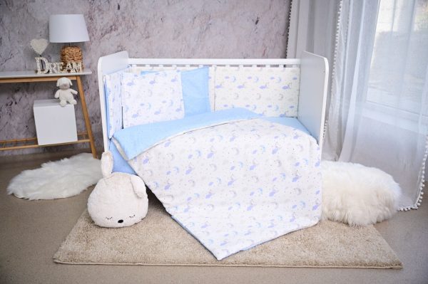 Set lenjerie pat, 60 x 120 cm, Smile Bumbac Ranforce, Lorelli, Blue Moons Stars