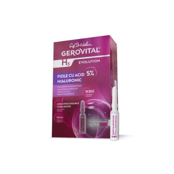 Gerovital H3 Evolution fiole cu acid hialuronic 5%, 10 fiole