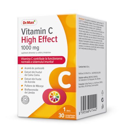 Dr.Max Vitamina C High Effect 1000mg, 30 comprimate mestecabile