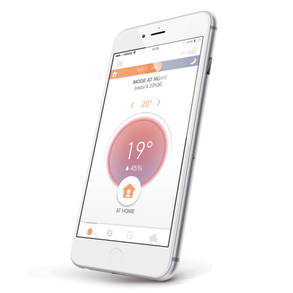 Termostat inteligent cu fir, Comandat prin smartphone, Wi-Fi, Compatibil cu Google Assistant, Amazon Alexa, Tahoma & IFTTT