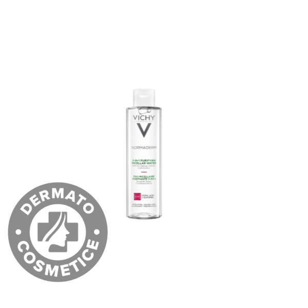 Solutie micelara 3 in 1 pentru ten sensibil gras sau cu tendinta acneica Normaderm, 200ml, Vichy