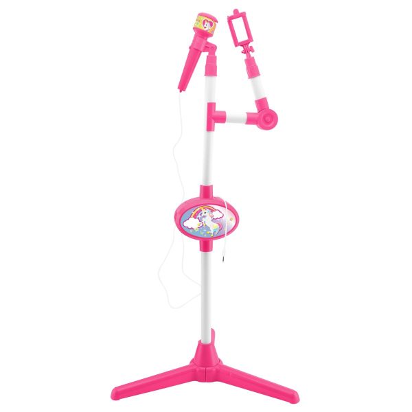 Microfon Lexibook, cu stativ, selfie stick si efecte luminoase, Unicorn