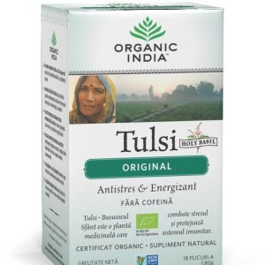 ORGANIC INDIA Ceai Tulsi (Busuioc Sfant) Antistres Natural, Energizant