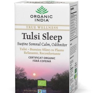 ORGANIC INDIA Ceai Tulsi Sleep cu Plante Relaxante, Reconfortante | Somn Calm, Odihnitor